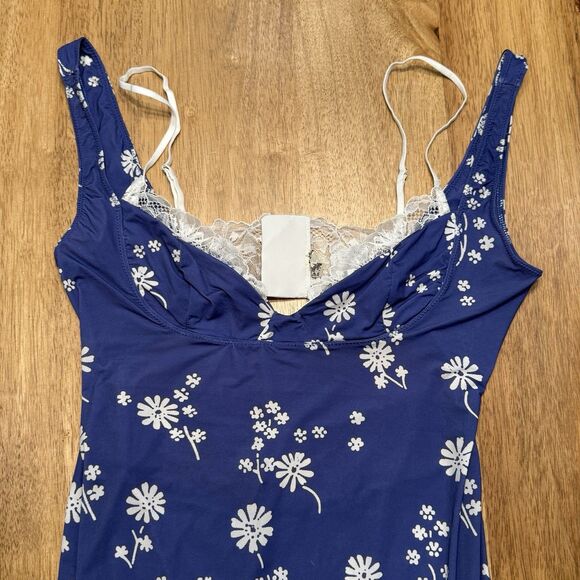 Free People Intimately Party Crasher Lace Midi Slip, Blue Floral Slip Dress $78 - Picture 12 of 16